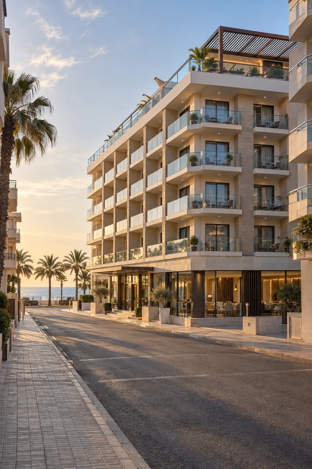 Costa Blanca Beach Hotel — Imagen ilustrativa generada con IA; no es una fotografía del activo.