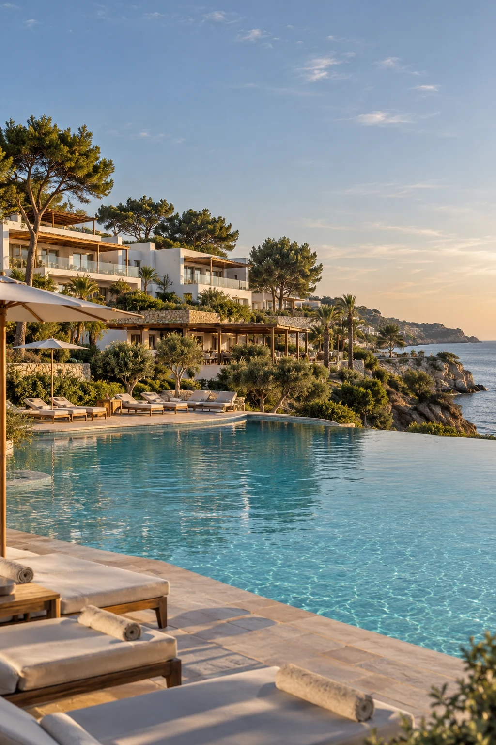 Ibiza Coastal Hotel & Resort — Imagen ilustrativa generada con IA; no es una fotografía del activo.